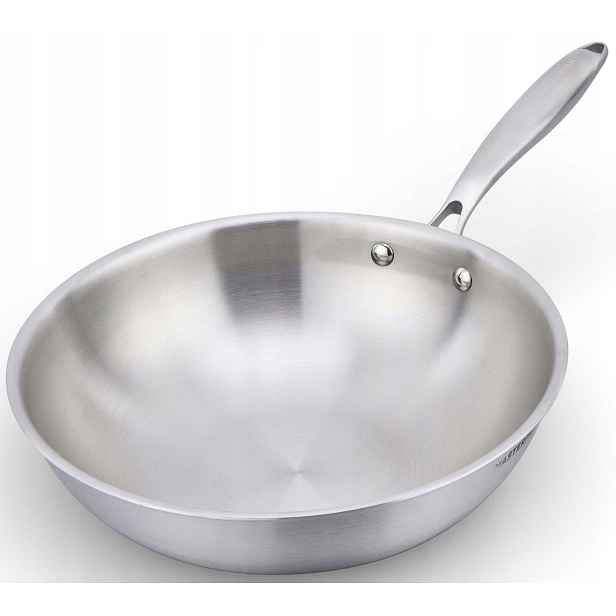 Wok Pánev Vysoká Ocelová Těžká Čistá Ocel 32 CM Indukce Plyn Masterpan