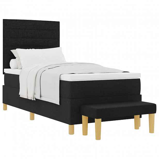 vidaXL Postel s boxspringem s čelo Černá 200 x 90 cm textil