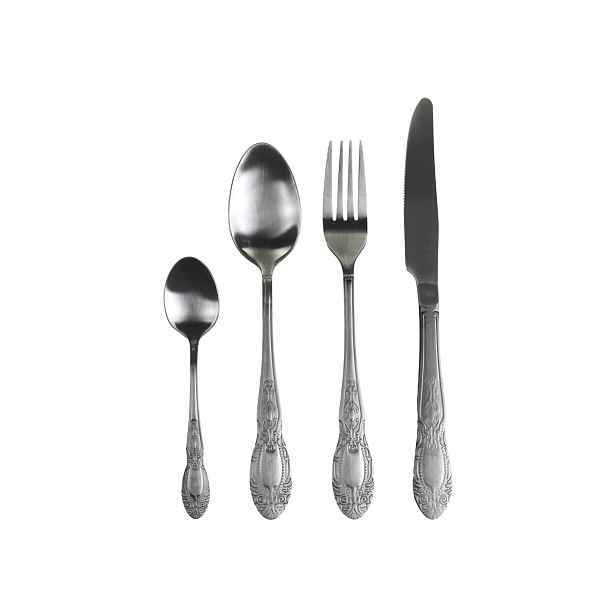 4-dílná stříbrná mat sada příboru Ornament - 23cm Chic Antique