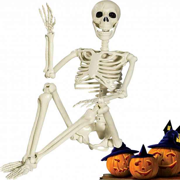 Dekorace Halloween Kostra člověka Kostlivec Pohyblivá Lebka 94 Cm