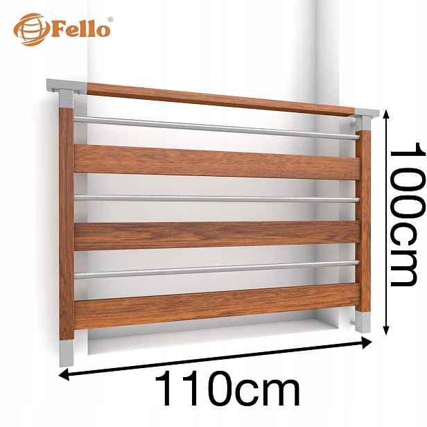 Diverse Francouzský balkon 110 cm Zábradlí Dřevo