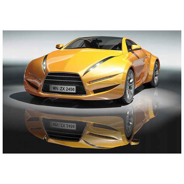 Fototapeta Žlutý sportovní automobil dynamika a rychlost 208x146 lepidlo