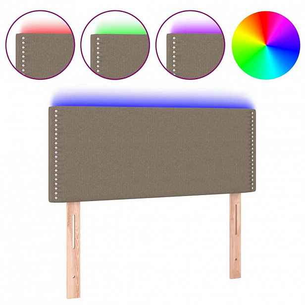 vidaXL Čelo postele s LED taupe 90x5x78/88 cm textil