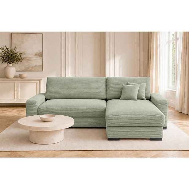MID.YOU ROHOVÁ SEDAČKA, dřevo, textil, kompozitní dřevo, mátově zelená