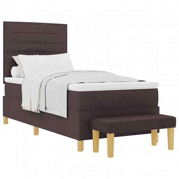 vidaXL Postel s boxspringem s čelo Tmavě hnědá 200 x 90 cm textil