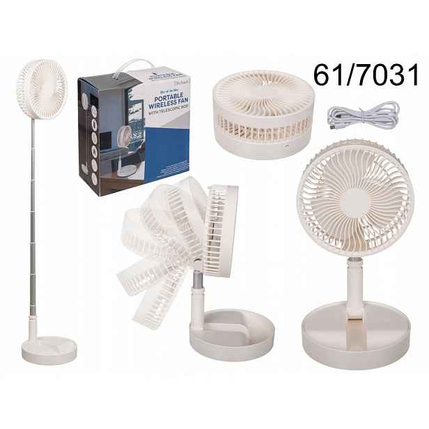 Domácí – přenosný teleskopický ventilátor s akumulátorem