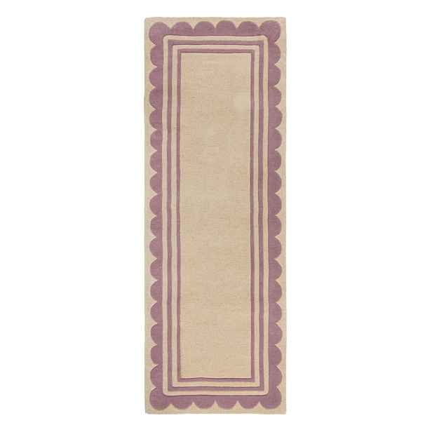 Ručně tkaný vlněný běhoun ve fialovo-přírodní barvě 80x230 cm Lois Scallop – Flair Rugs