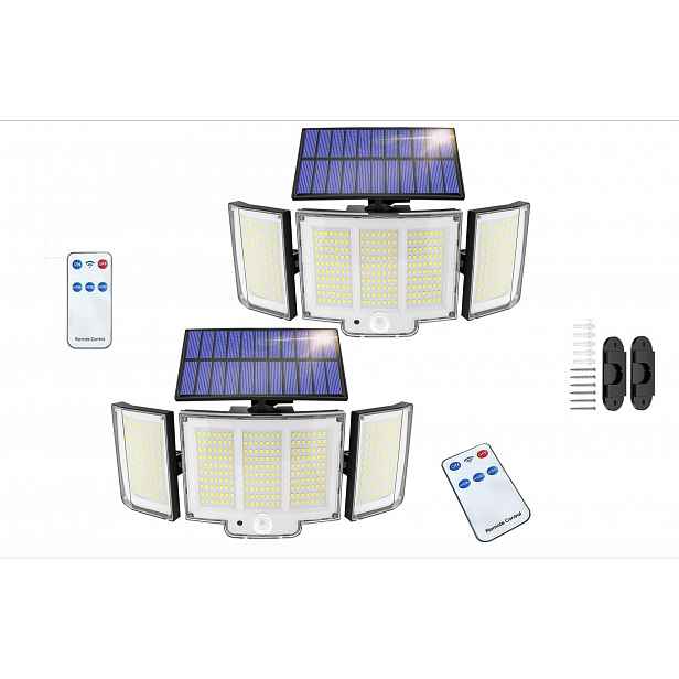 Venkovní solární lampy s pohybovým senzorem, ovladač, 2 ks