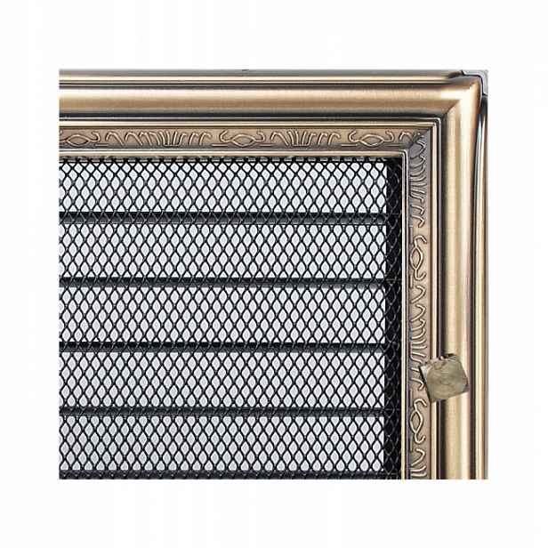 Ventilační Krbová Mřížka 17X17 S Rustikální Žaluzií, Ozdobná, Zlatá
