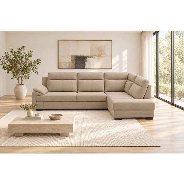 MID.YOU ROHOVÁ SEDAČKA, dřevo, textil, kompozitní dřevo, cappuccino