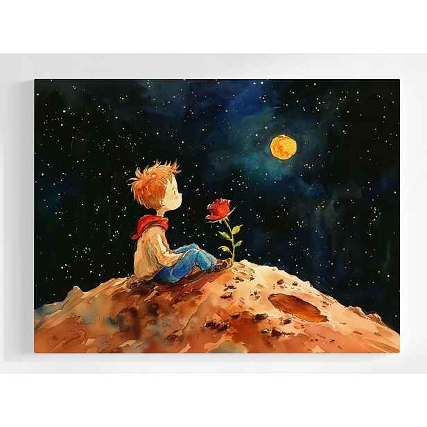 Plakát Děti Malý Princ Růže Vesmír Planeta Pohádka 100x75