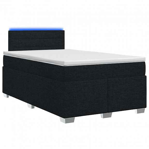 vidaXL Box spring postel s matrací a LED Černá 120 x 190 cm Textil
