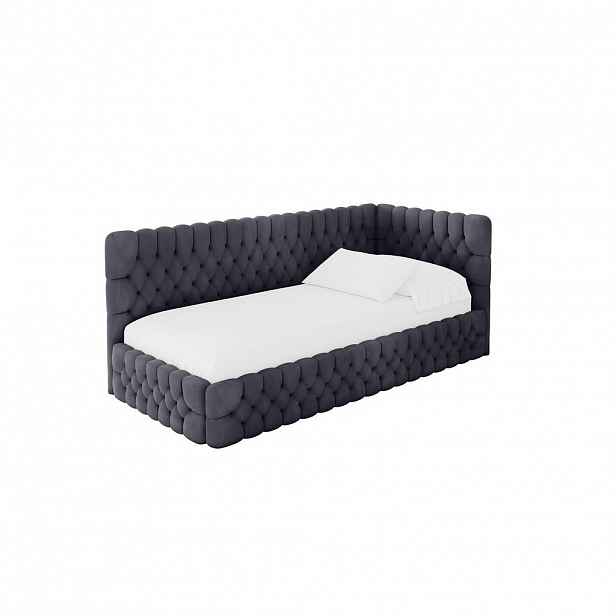 ALTDECOR JEDNOLŮŽKOVÁ POSTEL pro mládež s úložným prostorem, vlevo - MULY 100x200 tmavě šedá
