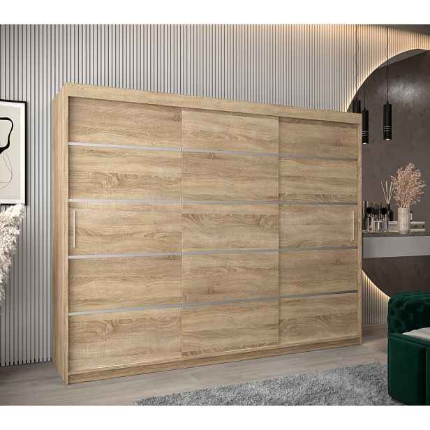 Šatní skříň ENNI - šířka 250 cm, dub sonoma