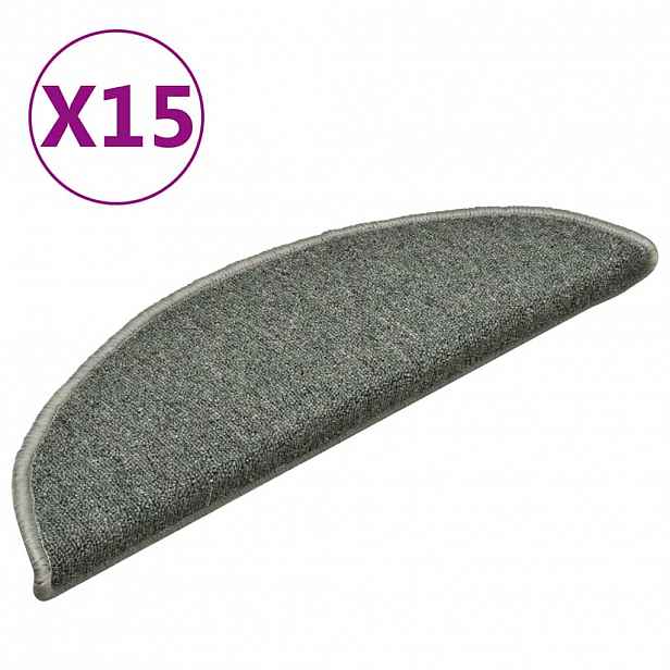 vidaXL Rohožky na schody 15 ks 56 x 17 x 3 cm Non-Slip Tmavě zelená