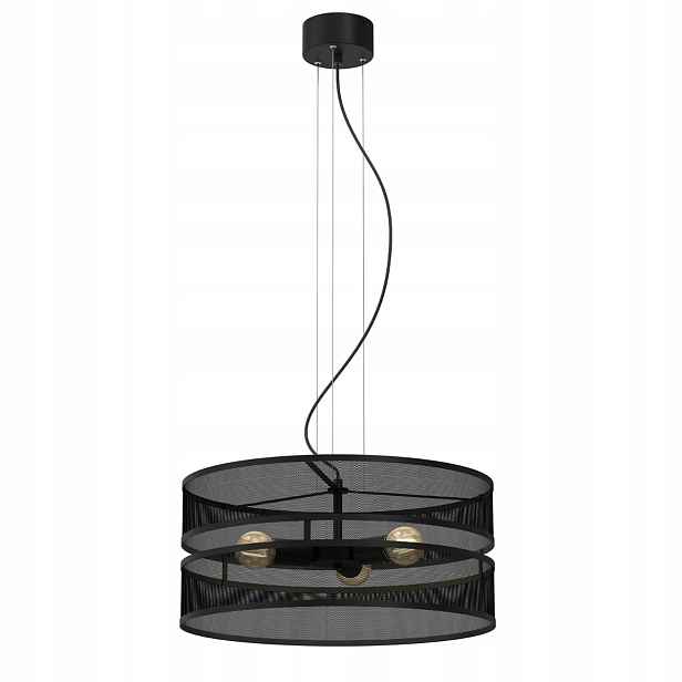 Závěsná lampa černá síťka kulatá Ø55 cm do obývacího pokoje ložnice Luminex