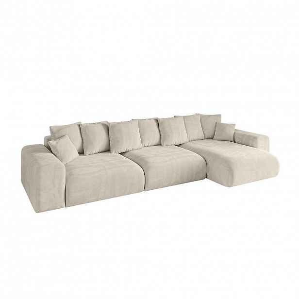 ALTDECOR ROHOVÁ SEDACÍ SOUPRAVA s otomanem vpravo ESKAR-L2 364x176x72 cappuccino velur