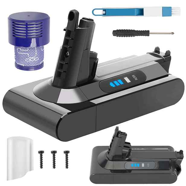 Náhradní baterie pro vysavač Dyson V10 3900 mAh s filtrem a Led