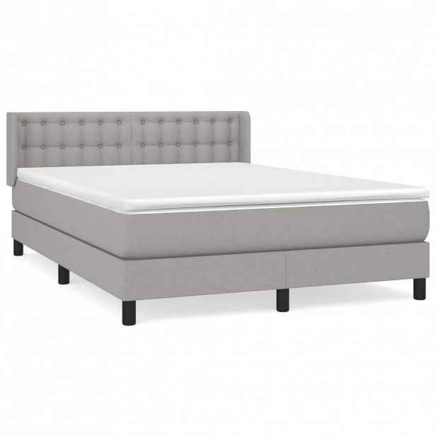 vidaXL Box spring postel s matrací světle šedá 140 x 190 cm textil