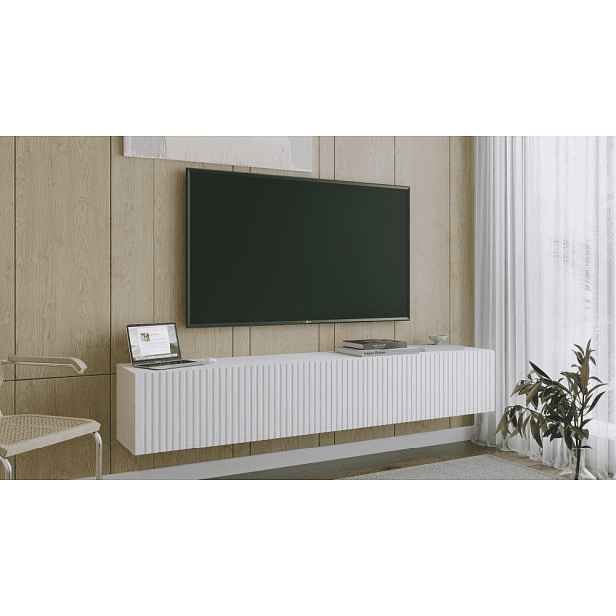 ArtExt Závěsný TV stolek JOY | 200 cm Barva: Bílá (drážky)