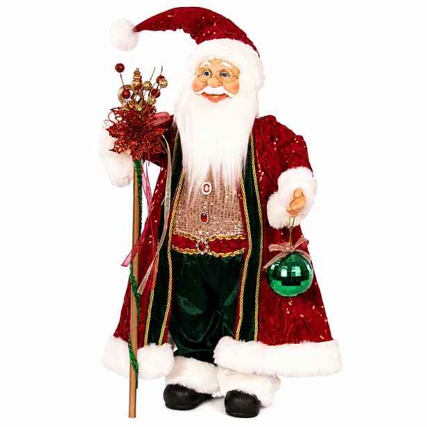 Mikuláš Dekorativní 60 CM Vánoční Figurka S Tyčkou A Vánoční Ozdobou