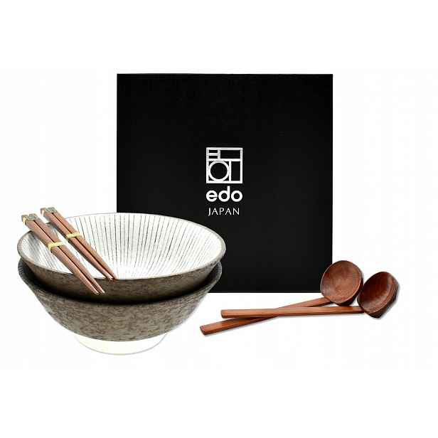 Sada 2 misek s lžícemi a paličkami – Ramen Shima 22 cm dárková krabička