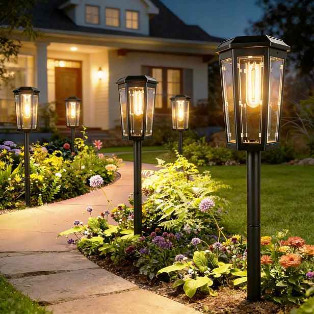 Solární venkovní zahradní lampa voděodolná, 4 kusy