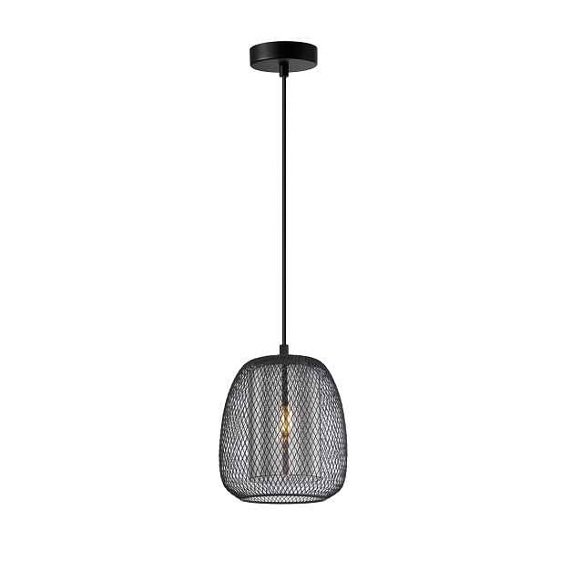 Závěsná lampa černá, ažurové stínidlo do obývacího pokoje kuchyně 1xE27 40W Amiria Italux