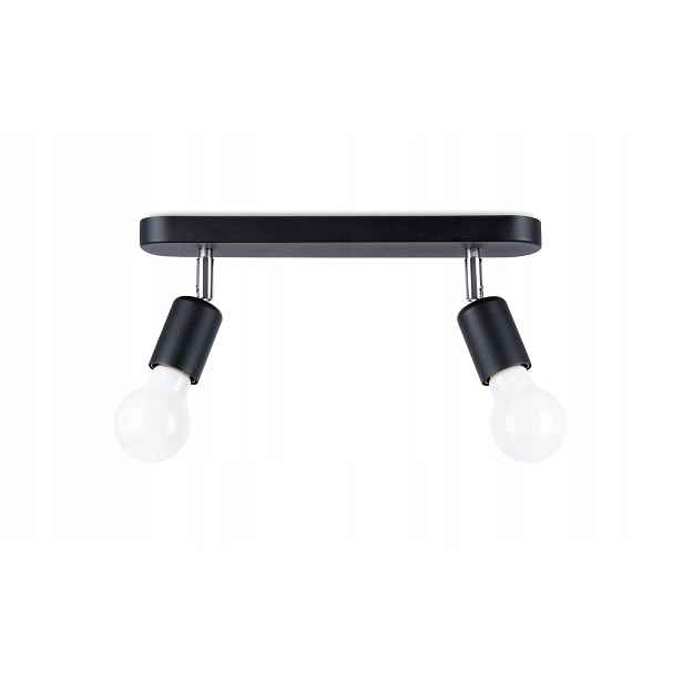Sollux Stropní nástěnná lampa černá chrom 2 reflektory nastavitelné 33 cm