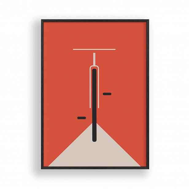 Obraz Bauhaus Minimalistický Kolo Plakát Rámeček Dřevěný Černý 30x42 cm