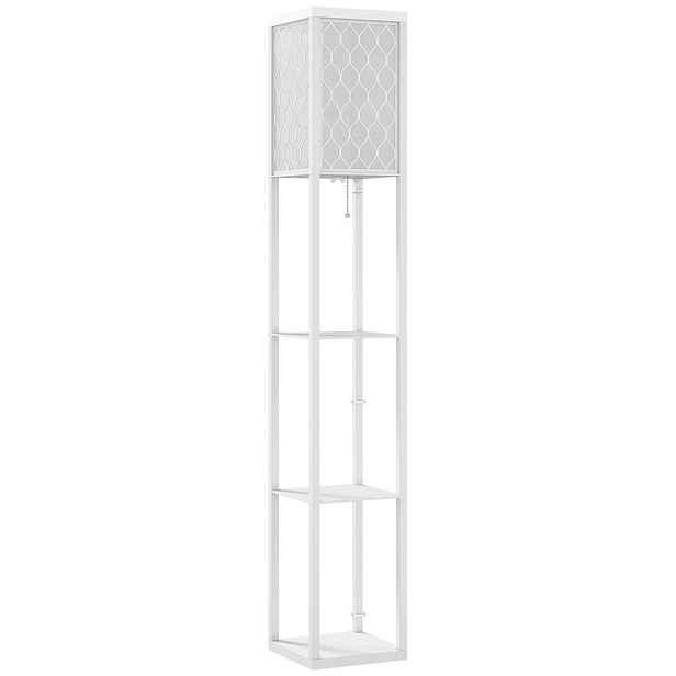HOMCOM STOJACÍ lampa MDF látka bílá