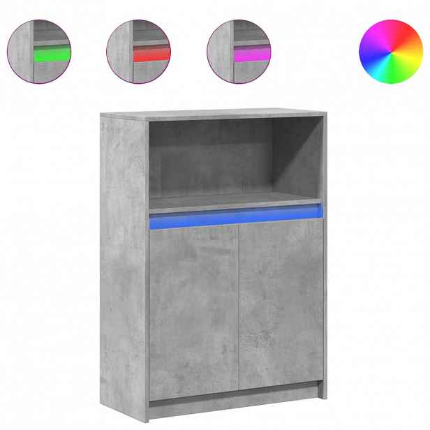 vidaXL Příborník LED betonově šedý 72 x 34 x 100 cm kompozitní dřevo