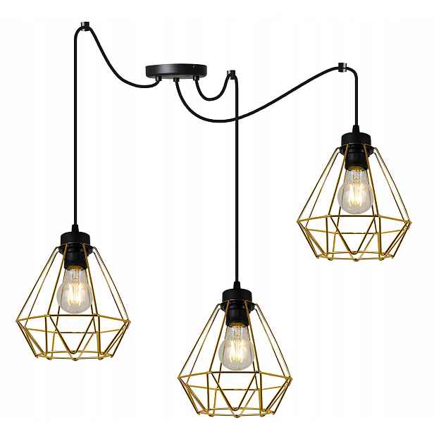 Závěsná Stropní Lampa Zlatý Loft Glamour Elegantní Pavouk Trojitý