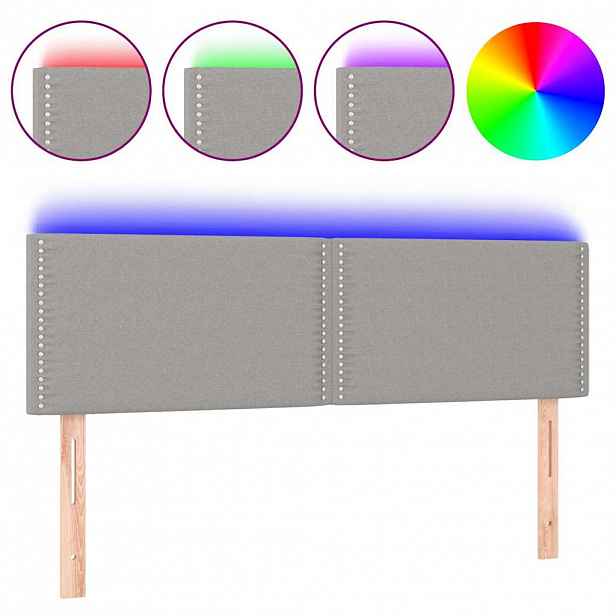 vidaXL Čelo postele s LED světle šedé 144 x 5 x 78/88 cm textil