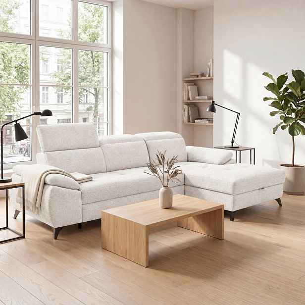 MID.YOU ROHOVÁ SEDAČKA, dřevo, textil, kompozitní dřevo, béžová