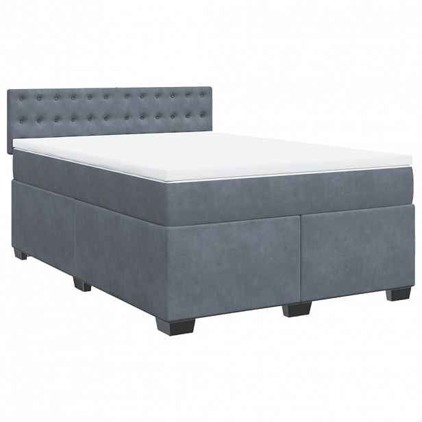 vidaXL Box spring postel s matrací tmavě šedá 140x200 cm samet