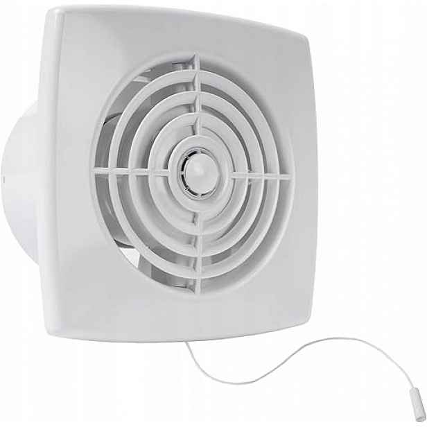 Elektrický koupelnový ventilátor, 150 mm, bílý, tichý
