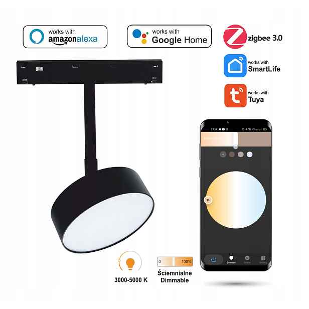 Reflektor Spot Flood Led Zigbee 7W pro Smart Track 48VDC stmívatelný