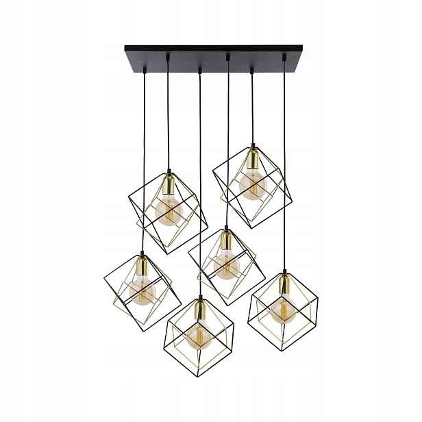 Závěsná lampa Alambre Černá Zlatá 6xE27 Moderní Designové Elegantní