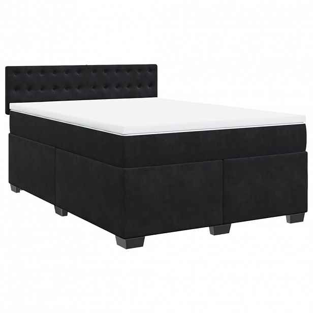 vidaXL Box spring postel s matrací černá 140x200 cm samet