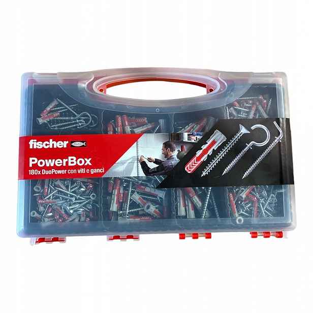 Sada kolíků Fischer Power Box Duopower 180 ks kolík šroub, háček, háček
