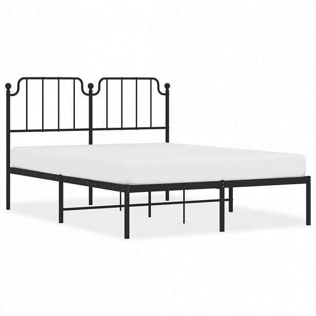 vidaXL Kovový rám postele s čelem černý 140 x 190 cm