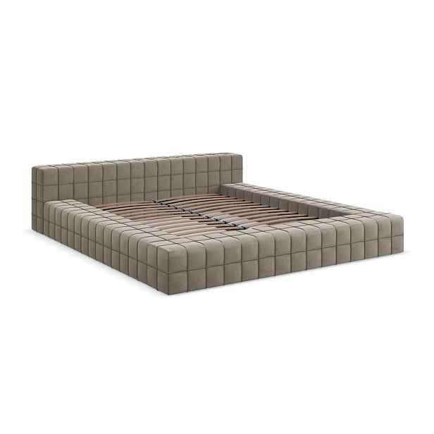 Čalouněná dvoulůžková postel taupe s roštem 160x200 cm Akela – Makamii
