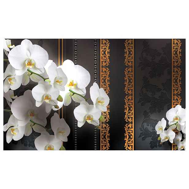 Fototapeta flizelina Bílé Orchideje na pásy Elegantní dekorace 312x219 lepidlo