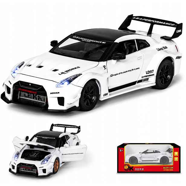 Nissan Gt-r R35 Lb Works CSR2 1:24 Kov Otevírací světla Zvuk