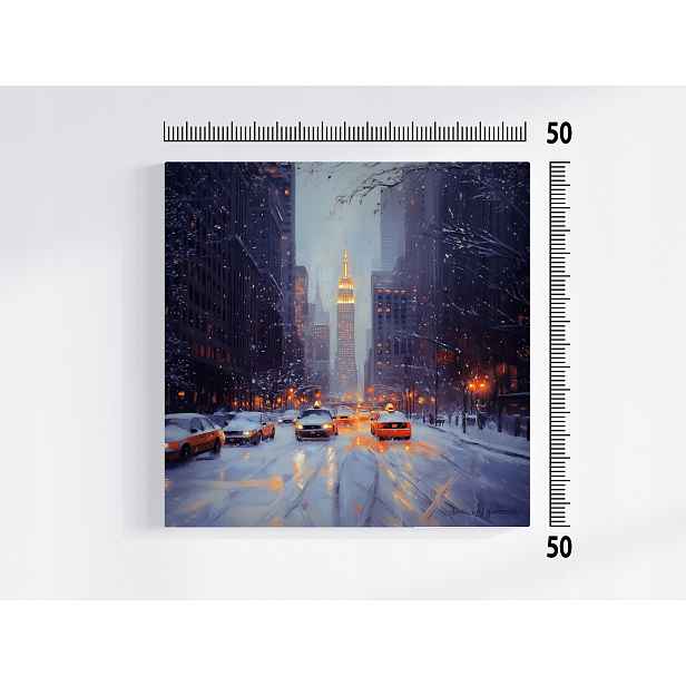 Obraz Na Plátně Canvas Město New York Ulice Zima Sníh Večer 50x50