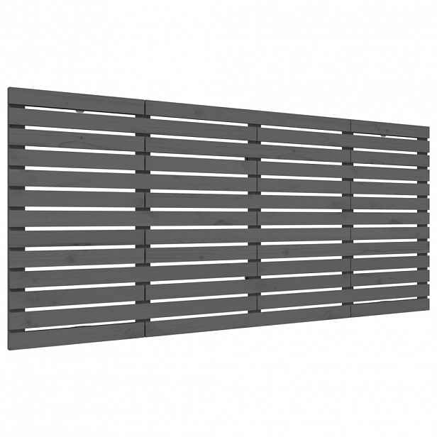 vidaXL Nástěnné čelo postele šedé 166x3x91,5 cm masivní borové dřevo
