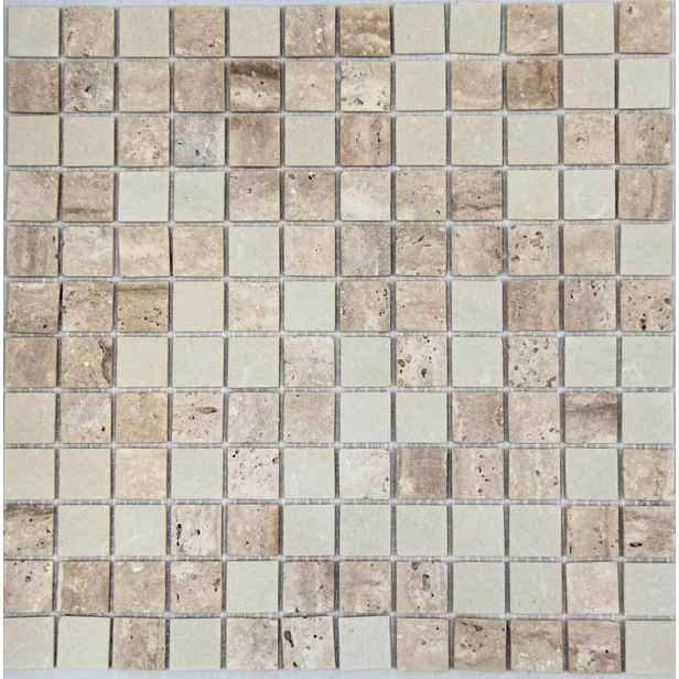 Skleněná mozaika Travert botticino 30x30 cm mat TRAVERTINOBO