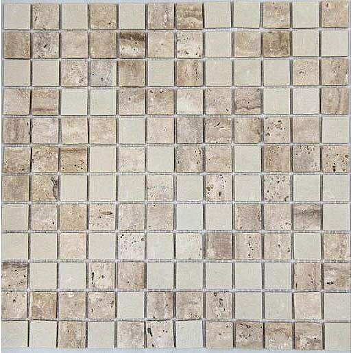 Skleněná mozaika Travert botticino 30x30 cm mat TRAVERTINOBO