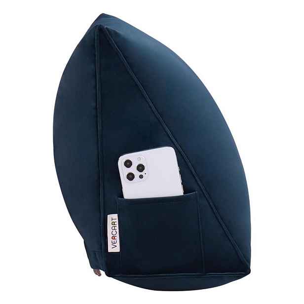 Vercart ZÁDOVÝ POLŠTÁŘ na postel samet Modrý 45 cm